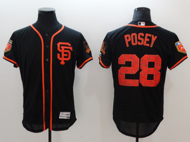 Men San Francisco Giants #28 Posey Black Elite Spring Edition MLB Jerseys